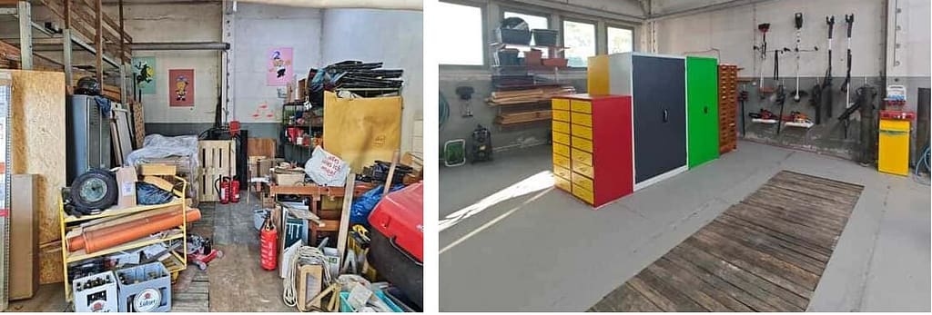 Innenansicht der alten und neuen Werkstatt