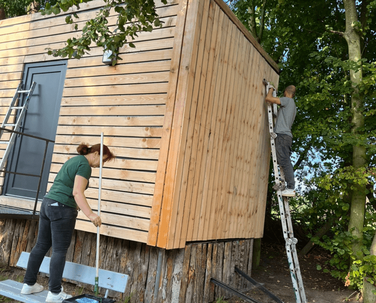 Arbeiten an den Tiny-Häusern